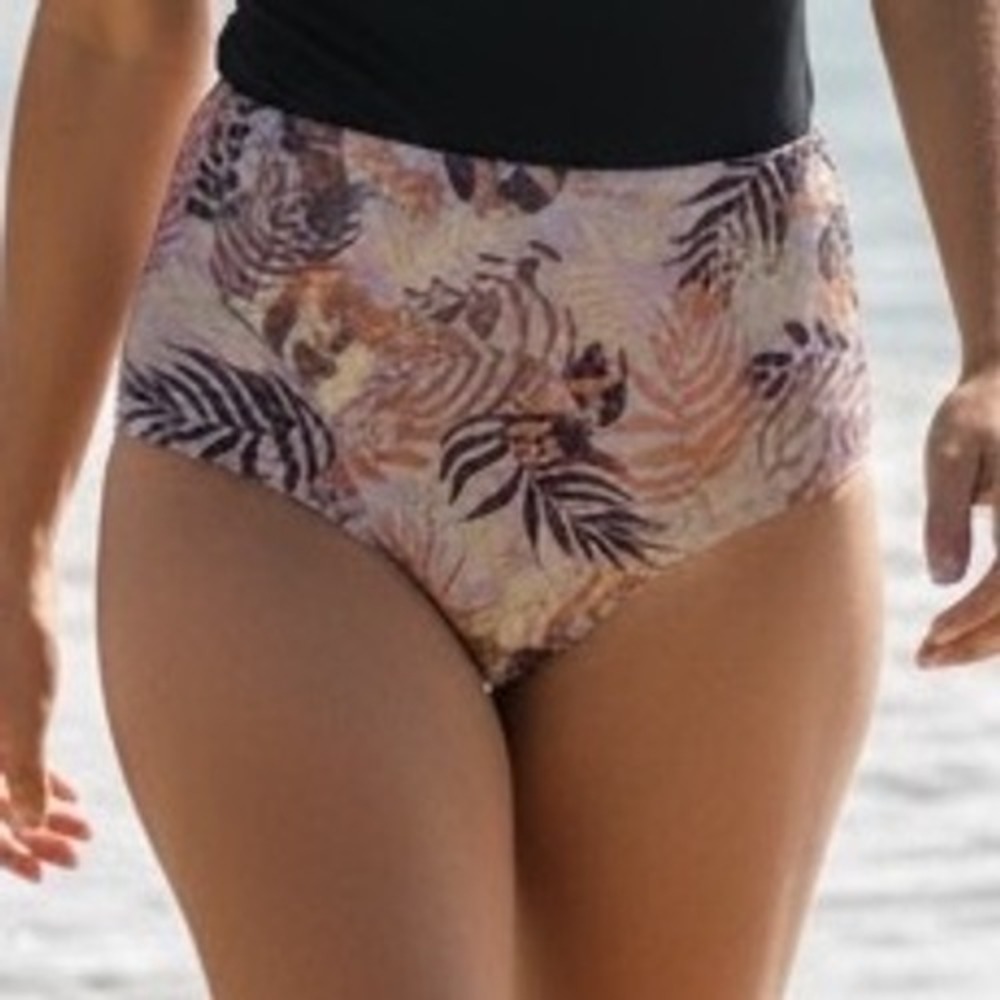 L*Space Portia Bottom Classic High Waist Metallic Tropical Leaf Bikini Small NWT